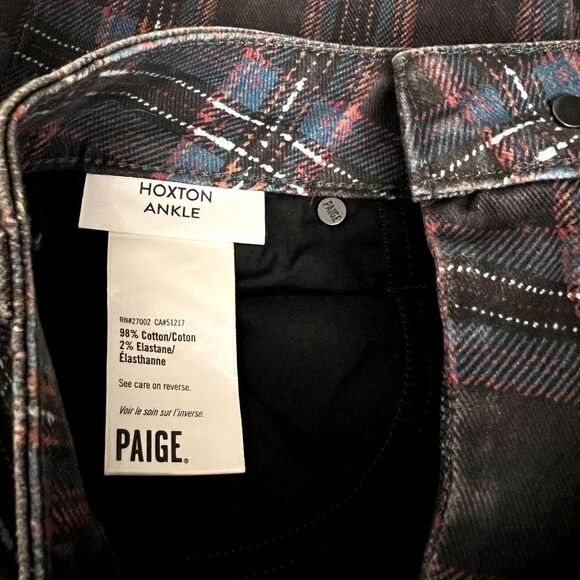 PAIGE Hoxton Plaid High Rise Skinny Ankle Jeans Size 25 - Picture 4 of 6